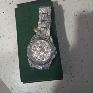 Men's Silver Crystal-Accented Dress Watch
